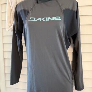 🌊 Dakine Women's Black and Gray Swim Hooded Rash Guard Surf Shirt Size Medium